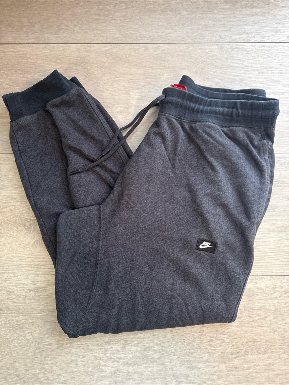 VTG Nike Joggers Sweatpants Charcoal Gray Red Tag Y2K Embroidered Patch Men’s L